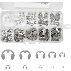 EAUDACè Lot De 130 Kit Anneau Circlip En E, 1,5mm-10mm Type E Anneau De Retenue En Acier Inoxydable Assortiment Avec Boîte De Rangement Pour Atelier, Bricoleur -Pince et tenaille Soldes 64174737 4