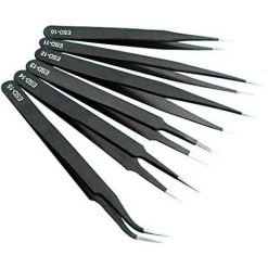 Pincette De Précision Antistatique 6PCS Pincettes De Précision Pince De Précision En Acier Inoxydable Antistatique Pour L'électronique,la Réparation De Montres Et D'horloges La Fabrication De Bijoux GrooFoo -Pince et tenaille Soldes 64359828 4