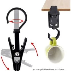 SLBRILLèRE 20 Pièces Grosse Pinces à Linge,Clip De Brise-Vent, Plastique épingle, Peut Pivoter à 360 Degrés(Noir) -Pince et tenaille Soldes 64497985 3