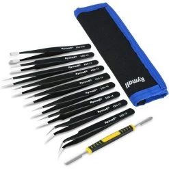 MEZHENG 10 Pcs Brucelles Anti-statique Pincettes ESD De Précision Entretien Outils Kit, Pour Réparation Electronique, Noir