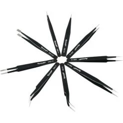 MEZHENG 10 Pcs Brucelles Anti-statique Pincettes ESD De Précision Entretien Outils Kit, Pour Réparation Electronique, Noir -Pince et tenaille Soldes 64535364 3
