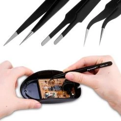 MEZHENG 10 Pcs Brucelles Anti-statique Pincettes ESD De Précision Entretien Outils Kit, Pour Réparation Electronique, Noir -Pince et tenaille Soldes 64535364 4
