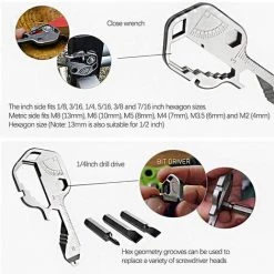 Devenirriche Outil De Poche Multifonction 24 En 1 En Acier Inoxydable En Forme De Clé, Outil Multifonction D'extérieur Pour Décapsuleur, Tournevis, Règle, Clé, Décapage, Tournevis D'embout (noir) -Pince et tenaille Soldes 64756247 4