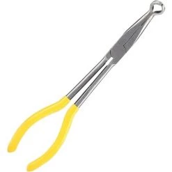 MONLY Pince à Bec Courbé Pinces à Bec Long à Bec Courbé Avec Pointe Annulaire Fabriqué En Acier à Haute Résistance 45/90 Degrés Bec Courbé Électricien DIY Craft Crafting Tool 6 X 27CM Jaune 1 Pièces
