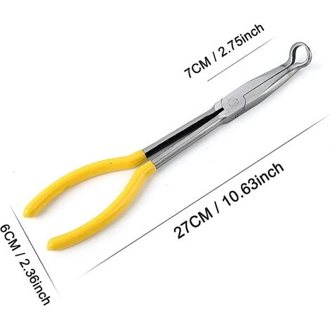 MONLY Pince à Bec Courbé Pinces à Bec Long à Bec Courbé Avec Pointe Annulaire Fabriqué En Acier à Haute Résistance 45/90 Degrés Bec Courbé Électricien DIY Craft Crafting Tool 6 X 27CM Jaune 1 Pièces 3 MONLY Pince à Bec Courbé Pinces à Bec Long à Bec Courbé Avec Pointe Annulaire Fabriqué En Acier à Haute Résistance 45/90 Degrés Bec Courbé Électricien DIY Craft Crafting Tool 6 X 27CM Jaune 1 Pièces – Image 3