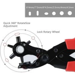 BDD Perforatrice En Cuir, Perforatrice En Cuir Avec Poignée De Meulage Et 6 Tailles De Trou De Cadran Différentes, (rouge) -Pince et tenaille Soldes 65374707 4