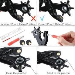 BDD Perforatrice En Cuir, Perforatrice En Cuir Avec Poignée De Meulage Et 6 Tailles De Trou De Cadran Différentes, (rouge) -Pince et tenaille Soldes 65374707 5