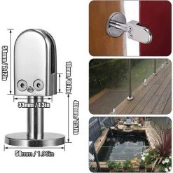 MONLY Pince Verre Pour D'escalier, 2 Pièces Pince Verre 6-8mm, Pince Verre Acier Inoxydable 304, Pinces Verre Pour Balustrade, Avec Colonne Support Inférieure, Ajustable, Pour Écrans, Clôtures Piscine -Pince et tenaille Soldes 65484994 3