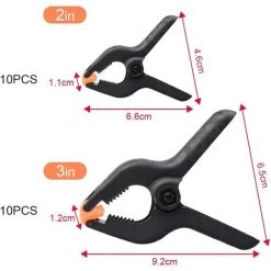 MONLY Lot De 20 Pinces à Ressort En Nylon, Lot De 10 Pinces De Serrage De 5,1 Cm, 10 Pinces De 7,6 Cm. -Pince et tenaille Soldes 65485234 4