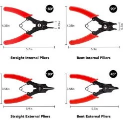BAICCCF Pince Circlips Ensemble De Pinces à Circlips 4 En 1, Ensembles De Circlips Internes Et Externes, Les Ensembles De Circlips Interchangeables Comprennent Des Buses De Circlip Droites/incurvées Comprenant Deux Têtes De Circlip à 180°, 90° Et 45° -Pince et tenaille Soldes 65630528 3