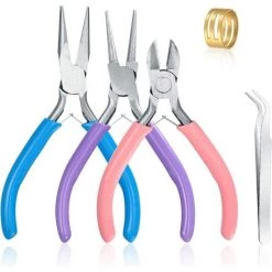 MONLY 3 Pinces à Bijoux, Pince Trousse Outils De Fabrication De Bijoux, Pinces à Becs Aiguilles, Pinces à Bec Long, Pinces à Becs De Chaîne, Coupe-fil