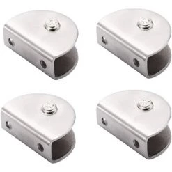 FR-LIFE BR-Vie 4 Pcs Supports En Verre Réglable,Porte-Verre En Acier Inoxydable 304 Pinces à Verre Pour Miroir De Salle De Bain Pour Verre 9-10mm, Fenêtre De Main Courante D'escalier De Balustrade