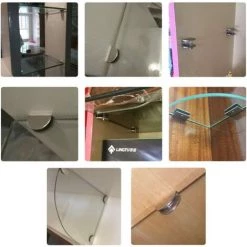 FR-LIFE BR-Vie 4 Pcs Supports En Verre Réglable,Porte-Verre En Acier Inoxydable 304 Pinces à Verre Pour Miroir De Salle De Bain Pour Verre 9-10mm, Fenêtre De Main Courante D'escalier De Balustrade -Pince et tenaille Soldes 65775710 5