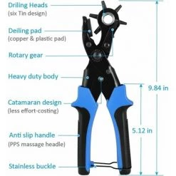 KAEJYIUT Pince Perforatrice Avec Gratuit 2 Extra Large Punch Assiettes Et Règle Pratique, Multi De Dimension De Comprimés Pince -Pince et tenaille Soldes 65810757 4