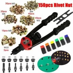 LINKLIFE™ 150 Pièces Manuel Fileté Rivet écrou Outil De Réglage Riveteuse Pistolet Nutsert Rivetage M3-M10 Ensemble