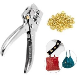 MEZHENG Pince De Perforation En Acier Robuste Avec 100 œillets En Fer De 4 Mm Pour Bâches, Vêtements, Travaux Manuels, Scrapbooking, Perforation -Pince et tenaille Soldes 65889407 4