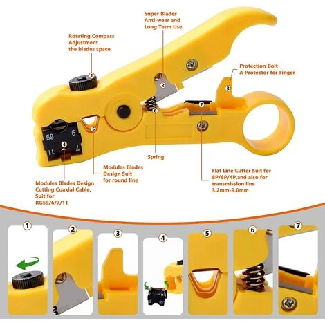 DONTODENT Kinee Universal Cutter/stripper Pour Cat5 Cat6 Plat Ou Rond Stp/utp Cable Stripper Outil à Main Pour Rg59/6/7/11 Outil Avec Poignée Protouch 2 DONTODENT Kinee Universal Cutter/stripper Pour Cat5 Cat6 Plat Ou Rond Stp/utp Cable Stripper Outil à Main Pour Rg59/6/7/11 Outil Avec Poignée Protouch – Image 2