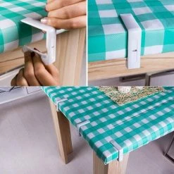 OSQI Lot De 4 Pinces De Nappe En Plastique Blanc Avec Pince Réglable à Haute Tension, épaisseur De Table D'env. 4,5cm, Pince De Table Pour Jardin, Pique-Nique, Fête, Cuisine Et Restaurant. 5,8x5,8x1,5 Cm -Pince et tenaille Soldes 65989111 4