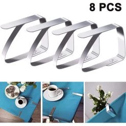 ABCRITAL 8 Pièces Pinces À Nappe En Acier Inoxydable, Pinces À Nappe Pinces À Nappe Pinces À Nappe Pinces À Nappe - Argent