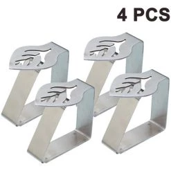 ABCRITAL 4 Pièces En Acier Inoxydable Argenté Épais Pince En Tissu Épais, Soutiende Pince De Nappe, Pinces De Couverture De Table, Supports De Pinces De Nappe Pour Extérieur Et Intérieur