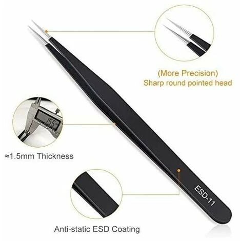 FLETéçA 6 Outils De Réparation De Pinces électrostatiques De Précision En Acier Inoxydable, Utilisés Pour Les Travaux Informatiques, électroniques, De Bijouterie, De Laboratoire Et De Précision 2 FLETéçA 6 Outils De Réparation De Pinces électrostatiques De Précision En Acier Inoxydable, Utilisés Pour Les Travaux Informatiques, électroniques, De Bijouterie, De Laboratoire Et De Précision – Image 2