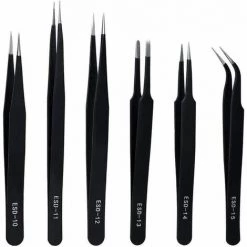 FLETéçA Pincette De Précision Antistatique 6PCS Pincettes De Précision Pince De Précision En Acier Inoxydable Antistatique Pour L'électronique,la Réparation De Montres Et D'horloges La Fabrication De Bijoux
