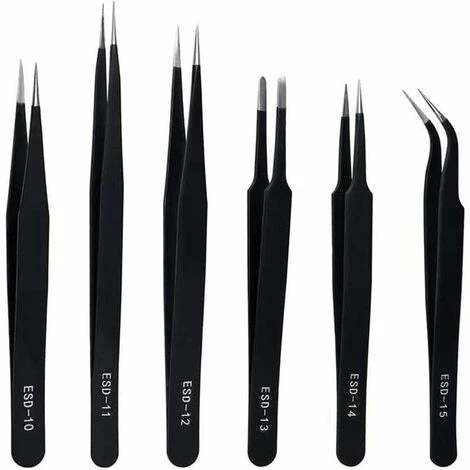 FLETéçA Pincette De Précision Antistatique 6PCS Pincettes De Précision Pince De Précision En Acier Inoxydable Antistatique Pour L'électronique,la Réparation De Montres Et D'horloges La Fabrication De Bijoux 1 FLETéçA Pincette De Précision Antistatique 6PCS Pincettes De Précision Pince De Précision En Acier Inoxydable Antistatique Pour L'électronique,la Réparation De Montres Et D'horloges La Fabrication De Bijoux