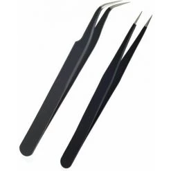 Pince Spécialisée -2 Pinces à épiler Pour Extensions De Cils En Acier Inoxydable (noir) -GALOZZOIT