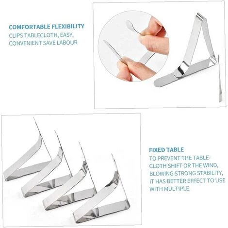 HELLO KITTY BAIN Pince Spéciale Pince à Nappe Fixe Pince à Nappe En Acier Inoxydable Réglable Poignée De Support De Couverture De Table Antidérapante Argent 4.5X7.5X1.3CM 12PCS Maison 2 HELLO KITTY BAIN Pince Spéciale Pince à Nappe Fixe Pince à Nappe En Acier Inoxydable Réglable Poignée De Support De Couverture De Table Antidérapante Argent 4.5X7.5X1.3CM 12PCS Maison – Image 2