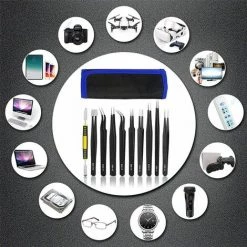 QERSTA 10 Pcs Antistatiques Antistatiques Antimagnétiques Multi-standard En Acier Inoxydable Parfait Pour L'électronique De Laboratoire, Les Bijoux, La Beauté Et Le Travail Détaillé -Pince et tenaille Soldes 68488459 5