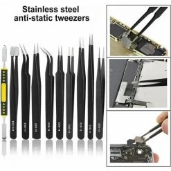 MONLY 10 Pcs Antistatiques Antistatiques Antimagnétiques Multi-standard En Acier Inoxydable Parfait Pour L'électronique De Laboratoire, Les Bijoux, La Beauté Et Le Travail Détaillé -Pince et tenaille Soldes 68772713 3